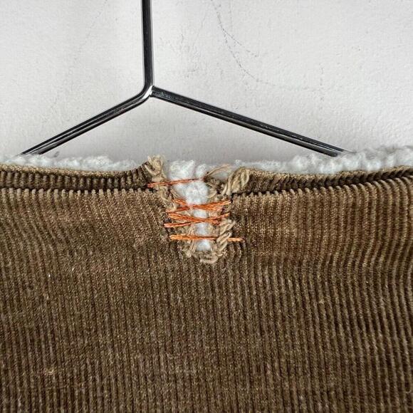 Vintage Levi's Sherpa Lined Corduroy Vest Brown Western Snap Front USA Made Sz L - Picture 4 of 7